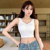 7087 # Moda de Verano Estampado de Letras Hombros Anchos Espalda Descubierta Camisola con Almohadilla Fija Integrada Pecho Fijo Ropa Interior Adelgazante