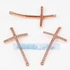 Accesorios de Joyería DIY Cobre Puro Chapado en Oro Micro-Incrustado Cruz Conector Virgen 38mm Pulsera Cuerda Trenzada