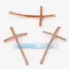 Pacote de acessórios para joias DIY ouro micro cravação cruz fina conector virgem 38mm pulseira corda trançada