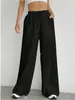 Pantalones Casuales de Color Sólido con Cordón, Pierna Recta Acampanada, Bolsillos, Estilo Nuevo, Europeos y Americanos, Transfronterizos Irregulares 2026 para Mujer
