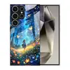 Aplicável à Capa de Celular Samsung S26ULTRA A57 Ilustração Floresta Borboleta S24 Capa Protetora Concha de Vidro Temperado A07