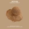 Sombrero de paja de encaje de estilo festivo francés para mujer, verano, playa, estilo Hepburn, ala grande, hueco, a prueba de sol, sombrero de sol de playa