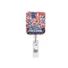 Bestseller transfronteiriço: Porta-crachá retrátil do 250º Aniversário do Dia da Independência Americana com design de águia e laço, feito de acrílico