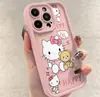 Capa de celular rosa em formato de escada da Kitty, adequada para Apple 17 Pro Max, 16, 15, 14/12 Pro, capa macia