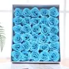 Flores Rosas Oro Rosa, Rosas Hechicera Azules, Cabezas de Flores de Espuma, Materiales de Empaque para Ramo, Decoraciones de Flores Artificiales, Flores de Jabón