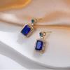 Conjunto Popular de Tiktok Yunyao Joyería Cuadrada con Circonita Microincrustada Colgante de Piedra de Color Acero de Titanio Hip-Hop Collar Pendientes