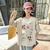 Roupas infantis coreanas para meninas, camiseta de manga curta de verão para crianças, moderna 2025 nova, casual, com estampa de desenho animado, atacado