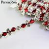 Corrente de solda de strass de vidro em forma de gota d'água multicolorida corrente de código para vestido de noiva roupas acessórios DIY sapatos e chapéus corrente de diamante decorativa