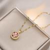 Collar para Mujer, Estilo Celebridad de Internet Europeo y Americano, Conjunto de Accesorios Giratorio de Flor de Girasol con Circonita Transfronterizo, Cadena para Clavícula Giratoria de 360 Grados