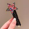 Novo anel de cabelo infantil colorido com diamante estrela de cinco pontas linha telefônica cabelo de meninas corda de cabelo elástica alta acessórios de cabelo estrela de strass