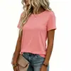 Roupas Femininas Transfronteiriças Europeias e Americanas 2026 Amazon Wish Comércio Exterior Nova T-shirt Casual Lisa de Manga Curta Solta