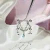 Nueva colección de serie de proteína azul de pendientes de acero de titanio médico, elegantes y versátiles, con diseños de trébol de cuatro hojas y cruz