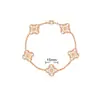 Pulsera de Calcedonia Morada Natural de Cinco Flores [Versión Alta Dorada V Chapado Grueso en Oro] Pulsera de Trébol de Cuatro Hojas de 18 Quilates para Mujer, Artesanía Exquisita