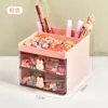 Estilo ins luminária de rua de vários andares porta-canetas caixa de armazenamento saco de material cola creme diy tipo gaveta fofo feito à mão para estudante