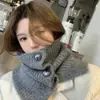 Bufanda de Otoño e Invierno para Mujer Estilo Coreano Cubrecuellos Cálido Protector de Cuello Chal de Punto con Botón de Lana de Moda Cuello Falso