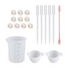 Kit de Herramientas para Ajustar Pegamento de Silicona con Goteo de Pegamento de Cristal, Espátula Mezcladora, Raspador para Goteo de Pegamento, Junta de Silicona, Vaso para Pegamento de Color Dividido