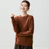 Nueva colección de otoño e invierno: suéter de cachemira para mujer, cuello redondo, corte holgado, suave y cómodo, suéter versátil de punto trenzado, capa base engrosada