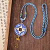 Novo Colar de Brocado com Pingente de Trevo de Porcelana Azul e Branca DIY Decoração de Bolsa de Carro Pingente de Colar Ornamento Venda por Atacado