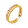 Anillo Estilo Ins con Circonia Súper Brillante 3A, Acero de Titanio Chapado en Oro de 18 Quilates, Anillo Ajustable, Acero de Titanio que No se Desvanece