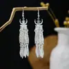 [Selección Premium] Pendientes Estilo Étnico de Minorías Vintage con Plata de Minorías Étnicas, Pendientes Largos Colgantes Florales Estilo Bohemio Único