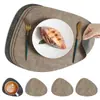 Jogo Americano de Couro Escandinavo Padrão de Tecido Formato de Gota Tapete para Mesa de Jantar Ocidental Tapete Isolante para Hotel Tapete para Tigela Duas Cores Anti-Escaldante Tapete de Jantar Ocidental