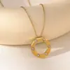 Collar Redondo con Disco Chapado en Oro de 18 Quilates, No se Desvanece, Cadena Elegante para Clavícula, Collar de Acero de Titanio de Alta Gama de Lujo con Circonita Redonda para Mujer
