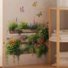 Adesivos de Parede de Plantas Verdes Exuberantes com Borboletas para Quarto, Parede de Fundo da Sala de Estar, Adesivos de Parede de Entrada, PVC Autoadesivo Não Danifica