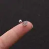 Varilla de Acero Inoxidable de 1.2*6mm Corona de Zirconia Microincrustada Tornillo para Hélice de Oreja Bola Pendientes de Moda Joyería para Piercings