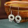 Un Ciervo Plata Esterlina S925 Chapado en Oro Jade Hetian Auspicioso Hebilla Ping An Aretes de Orquídeas Exquisitos Artísticos de Moda Aretes para Mujer