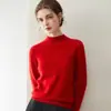 Suéter de cachemira para mujer, 100% cachemira pura de cabra, nuevo diseño de moda, color sólido, versátil, cuello medio alto, jersey de punto, suéter cálido