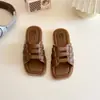Pantuflas de Exterior para Niñas 2025 Verano Nuevo Estilo Coreano Moda Niña Pequeña Sandalias Trenzadas de Princesa Pantuflas