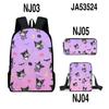 Mochila escolar 3D Kuromi Kuromi, nueva mochila con estampado de Sanrio, bandolera y estuche para lápices de tres piezas.