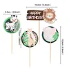 Mesa de Postres Decoración de Pastel Tigre Verde Topper Inserto de Cumpleaños Tema Mono Pequeño Estilo Bosque Push Pop Zoológico