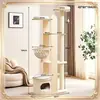 Marco de escalada para gatos de madera maciza para dropshipping al por mayor, marco de escalada para gatos de madera maciza para el hogar, apartamento pequeño, huella pequeña, nido para gatos integrado, poste de escalada grande especial para gatos