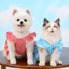 Vestido de perro estilo princesa con rayas, compatible con correa, con pequeñas mangas volantes, vestido para mascotas para gatos y perros de peluche