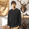 Camiseta de manga larga para hombre estilo retro americano, amigable con la piel de Lyocell, nueva de otoño 2026, top holgado, camiseta básica de moda para hombre