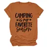 El camping es mi favorito. Amazon Wish Camiseta casual y cómoda de manga corta con cuello redondo para mujer europea y americana
