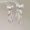 Brincos Retro de Laço com Franjas Totalmente Cravejados de Pedras Brilhantes, Resistentes e Elegantes, Brincos Elegantes para Vestido de Jantar de Luxo, Brincos