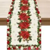 Amazon Cross-Border Novo Caminho de Mesa de Natal Venda Direta da Fábrica Estampa de Boneco de Neve e Papai Noel de Inverno Jogo Americano de Mesa