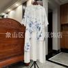 Vestido Estilo Étnico Teñido a Mano Dali de Guizhou Verano Viaje Vacaciones Holgado Estilo Chino Vestido de Cuello Vertical
