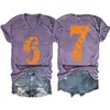 Camiseta Estampada Tendência Manga Curta Plus Size 100kg para Mulheres, Estilo Verão, Caimento Solto, Marca de Moda High Street, Camiseta Básica Gola V