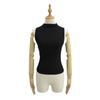 Cor Sólida Estilo Verão Hot Girl Gola Alta Meia Manga Sem Manga Colete Feminino Slim Curto Irregular Plissado Top Básico Curto