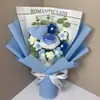 Ramo de Punto Terminado Transfronterizo Polvo Amor Rosa Roja Lana Hecho a Mano DIY Flor de Simulación Regalo de Cumpleaños Novia