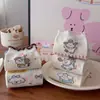 Meias de Outono e Inverno com Estampa de Cachorro Desenho Animado para Meninas, Estilo Coreano Outono Ins Moda Borda Franzida Fofas Versáteis para Estudantes