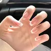 Adesivos de unhas postiças de tamanho médio, removíveis, estilo francês, com borda branca, para e-commerce transfronteiriço