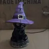 Lámparas de Sombrero de Bruja de producto nuevo transfronterizo resina gótico noche de Halloween lámpara de sombrero de gato de bruja adorno de lámpara