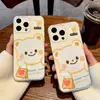 Urso de Manteiga Oco Adequado para Capa de Celular Apple 17 Sem Bordas 15 Ultra Fino 14 Expressão Simples 12 Criativo 11