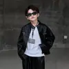 Casaco de couro infantil 2025 novo moda primavera e outono infantil jaqueta de couro meninos roupas de primavera infantis atacado transfronteiriço