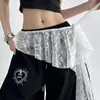 Bufanda Triángulo con Adorno de Encaje Moda Tallas Grandes para Mujer 2025 Nuevo Estilo Falda con Dobladillo en Capas Falda de Malla de Gasa Cubre Cintura