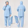 Conjunto de capa de chuva e calça de chuva novo unissex refletivo LOOG à prova de tempestade sistema de cores Morandi em estoque à prova d'água